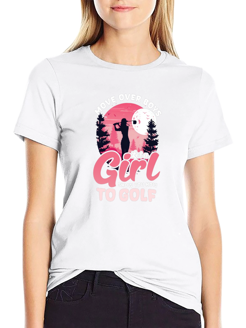 Move Over Boys Let a Girl Golf Black T-Shirt