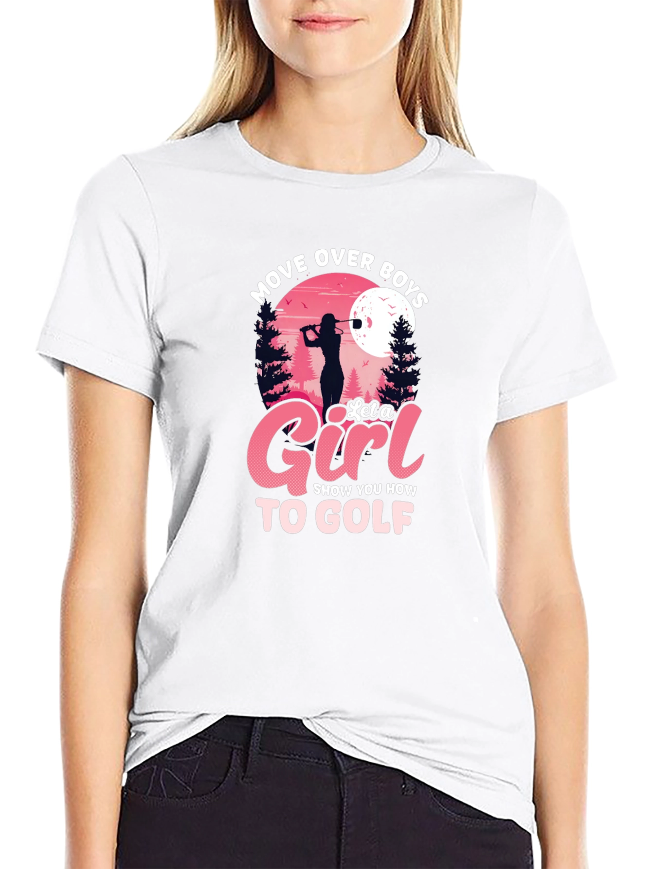 Move Over Boys Let a Girl Golf Black T-Shirt