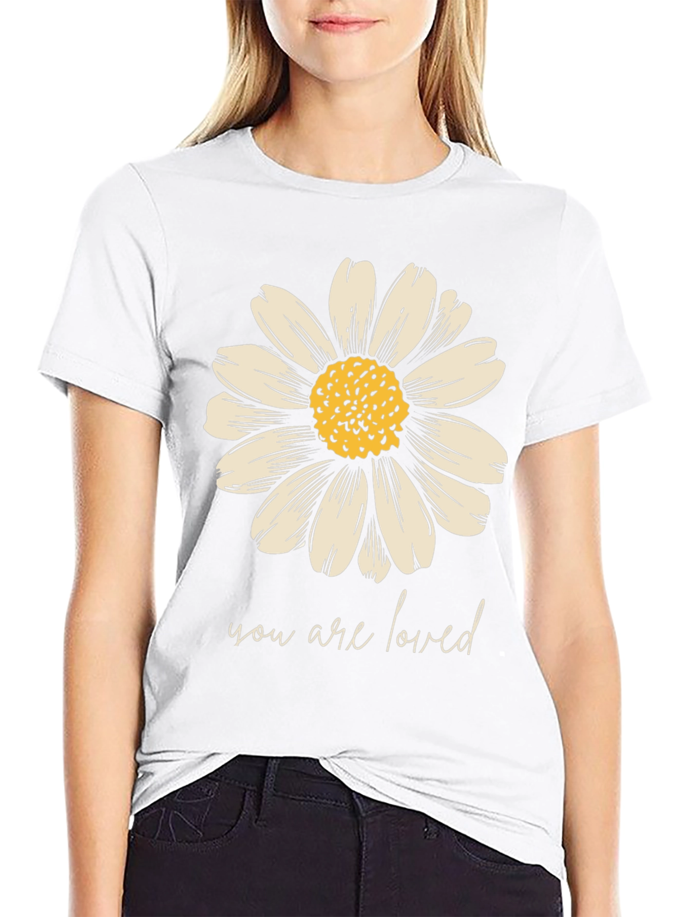 Daisy Graphic Tee - You Are Loved Black T-Shirt