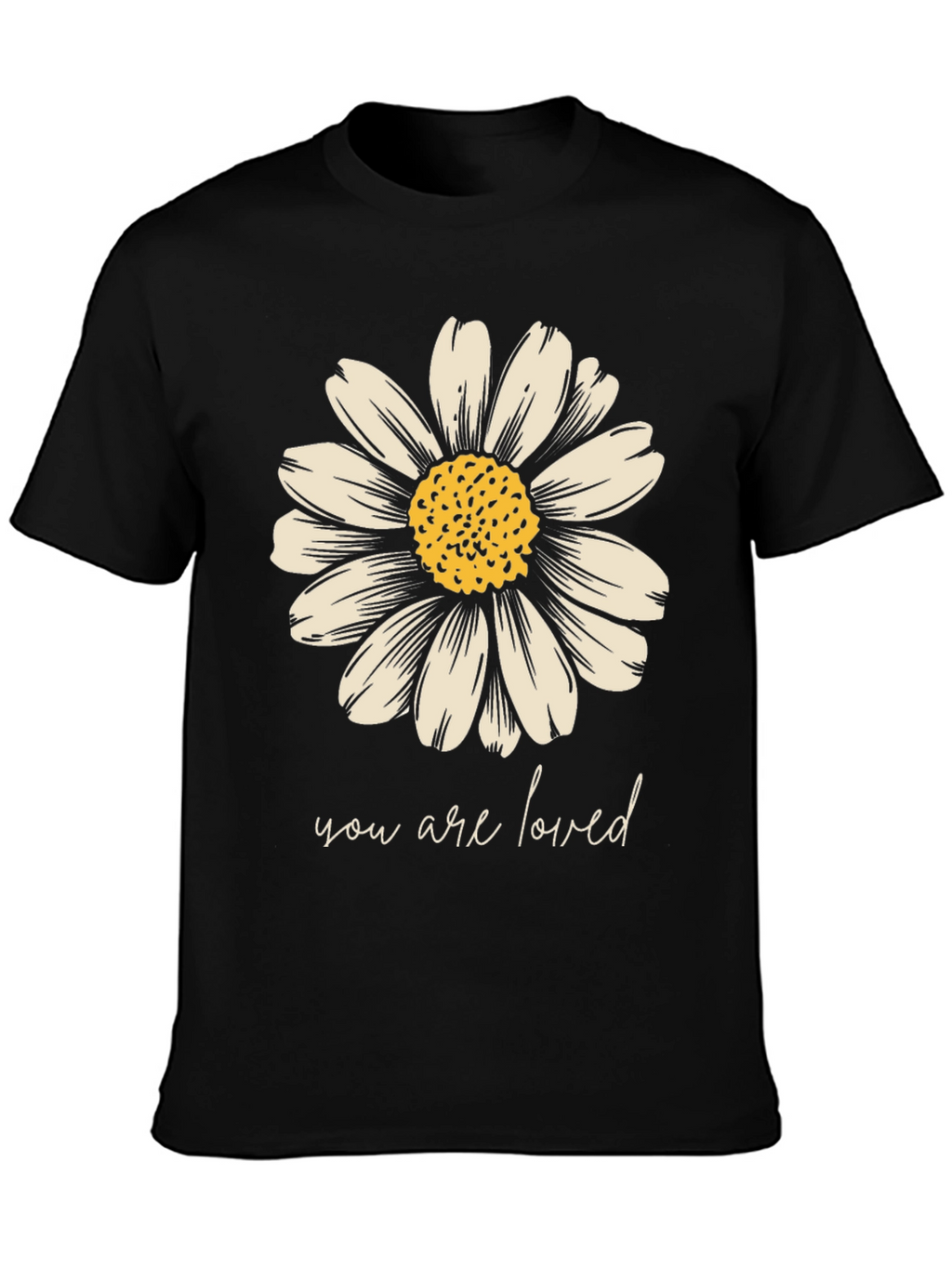 Daisy Graphic Tee - You Are Loved Black T-Shirt
