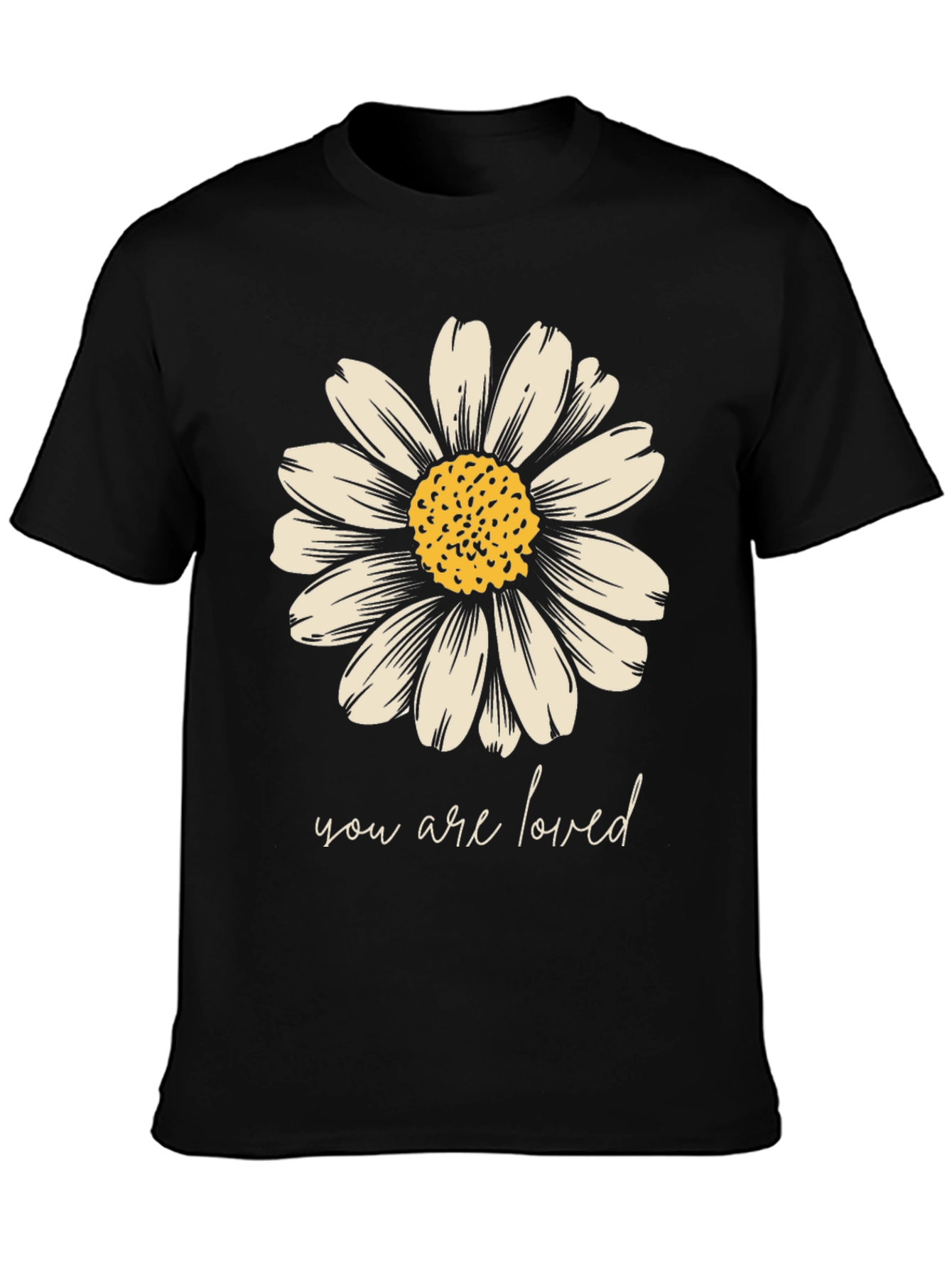 Daisy Graphic Tee - You Are Loved Black T-Shirt