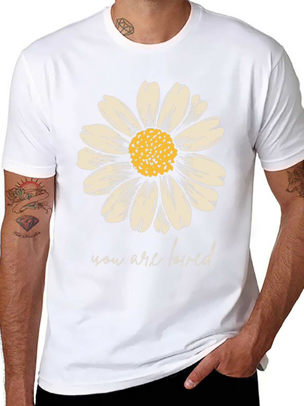 Daisy Graphic Tee - You Are Loved Black T-Shirt