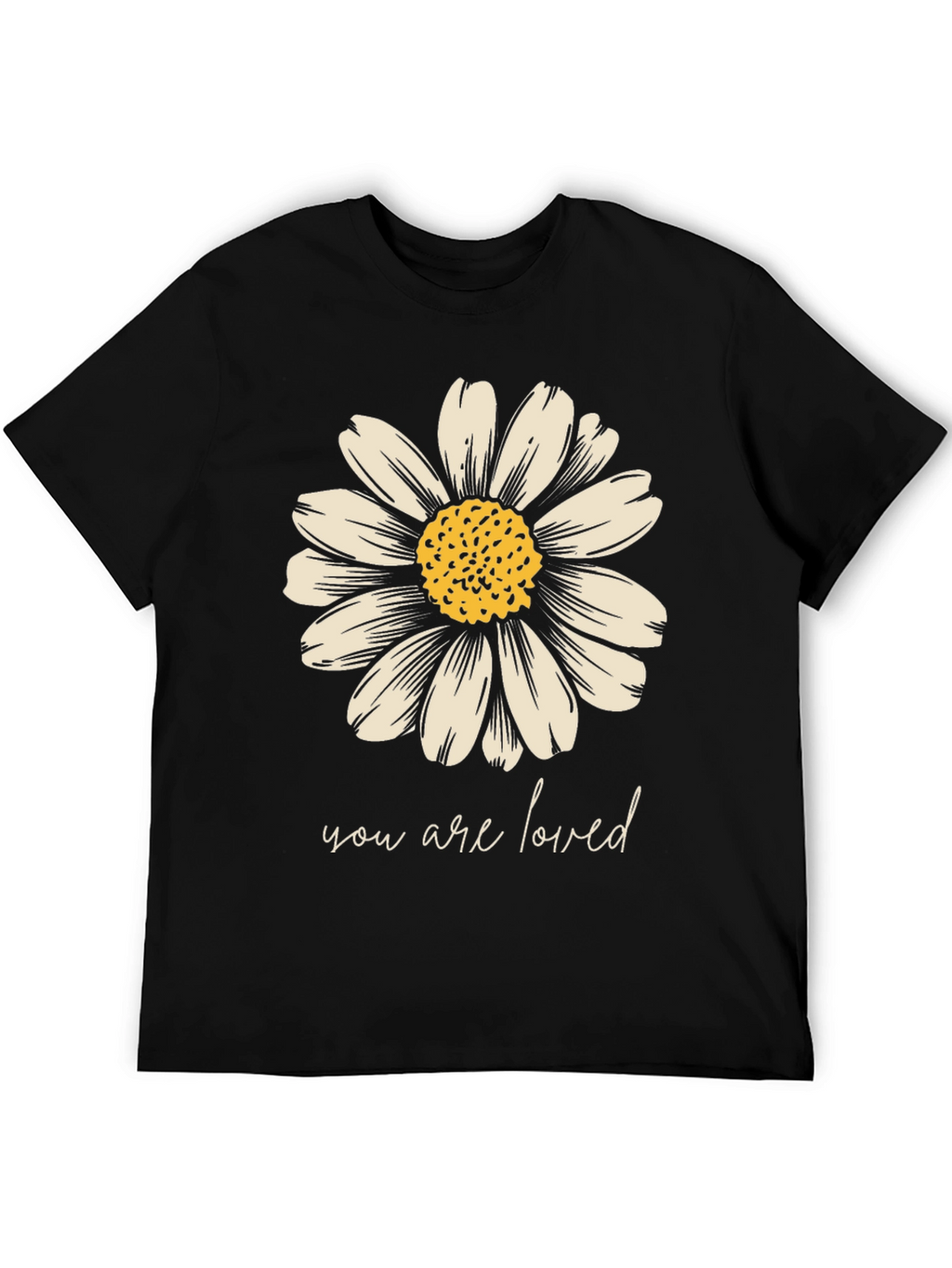 Daisy Graphic Tee - You Are Loved Black T-Shirt