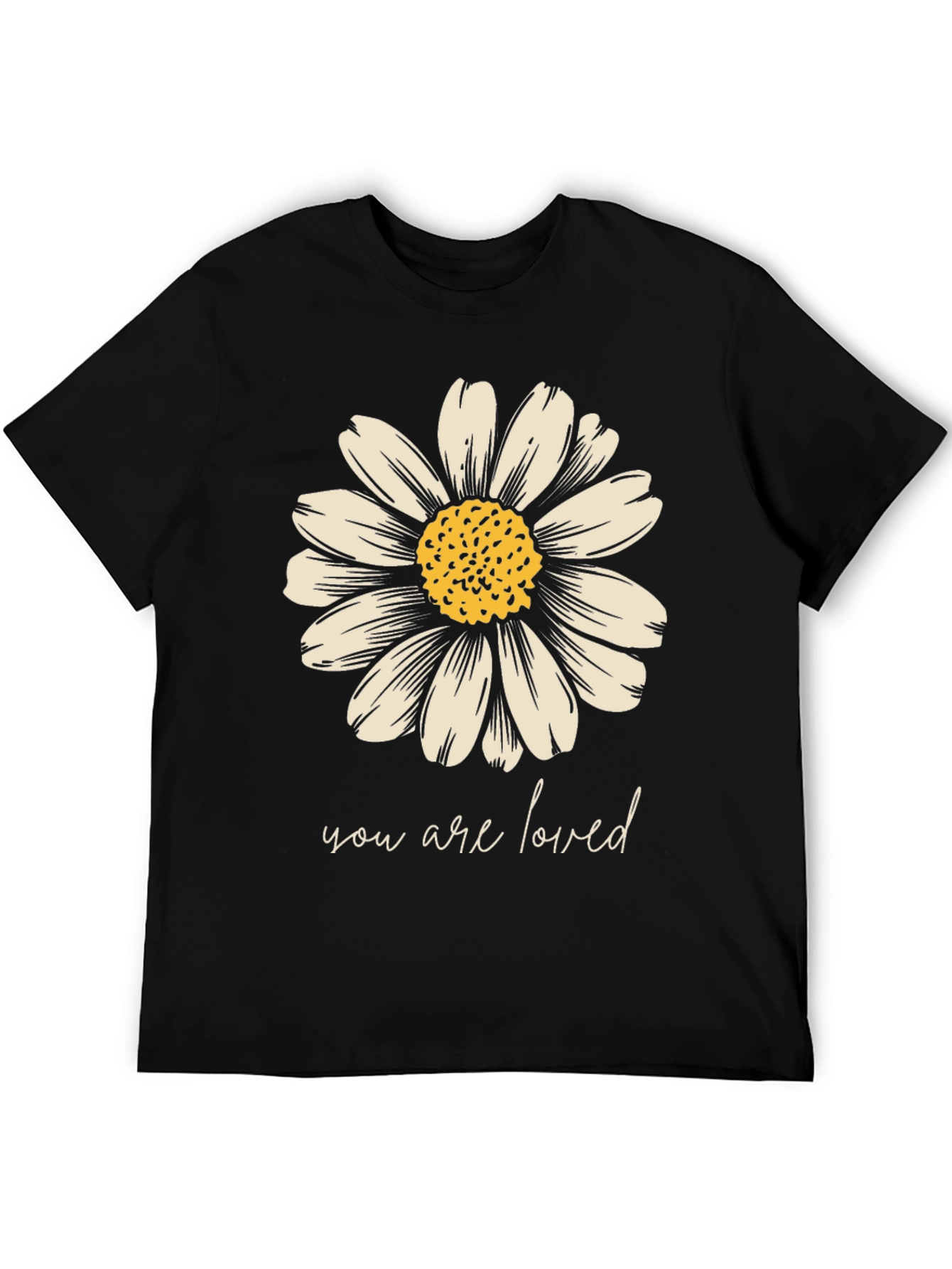 Daisy Graphic Tee - You Are Loved Black T-Shirt
