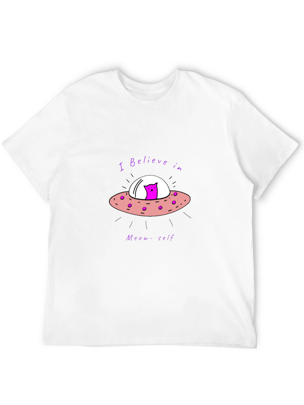 Believe in Meow-self Black T-Shirt - Cat Alien UFO
