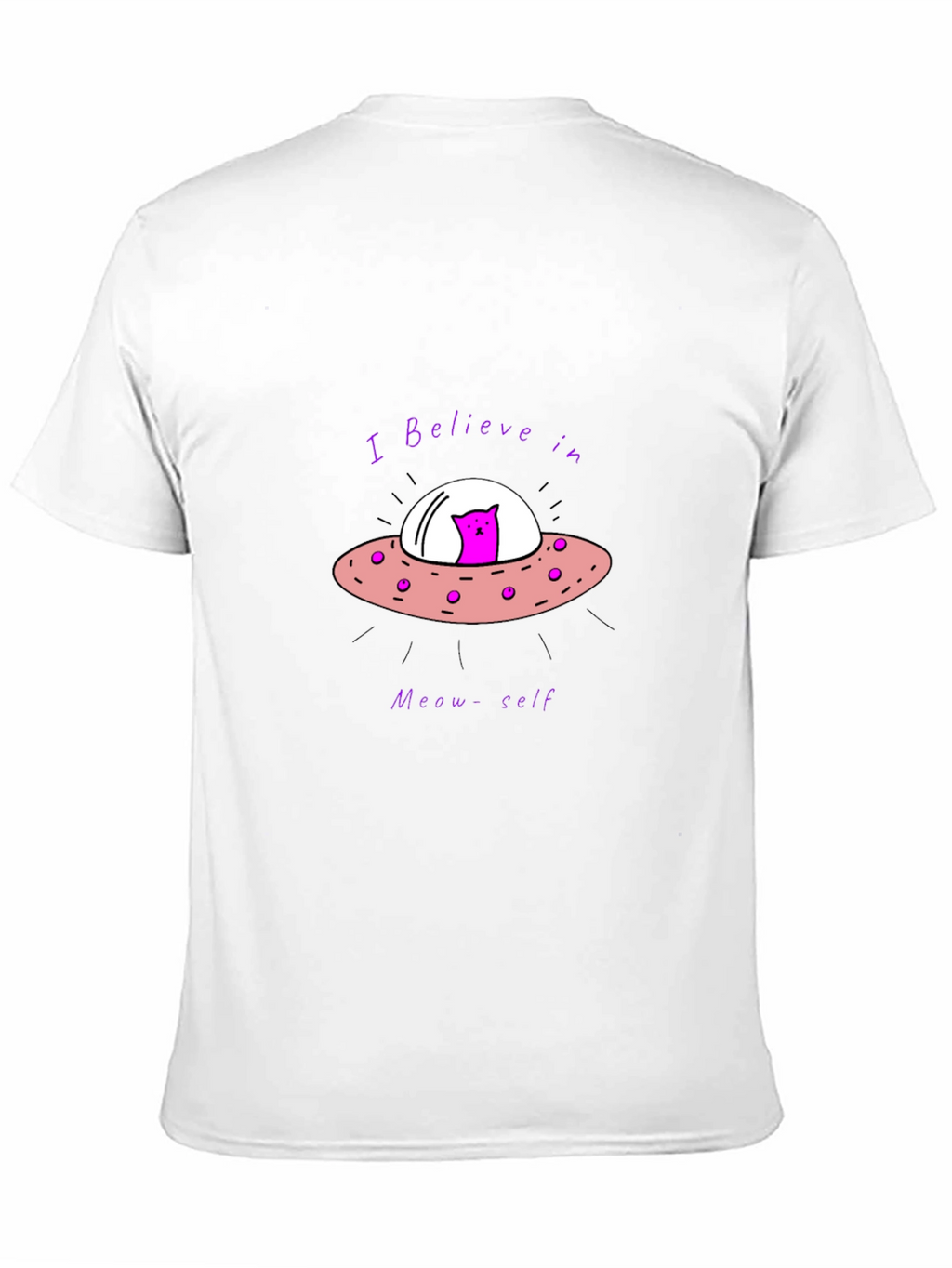 Believe in Meow-self Black T-Shirt - Cat Alien UFO