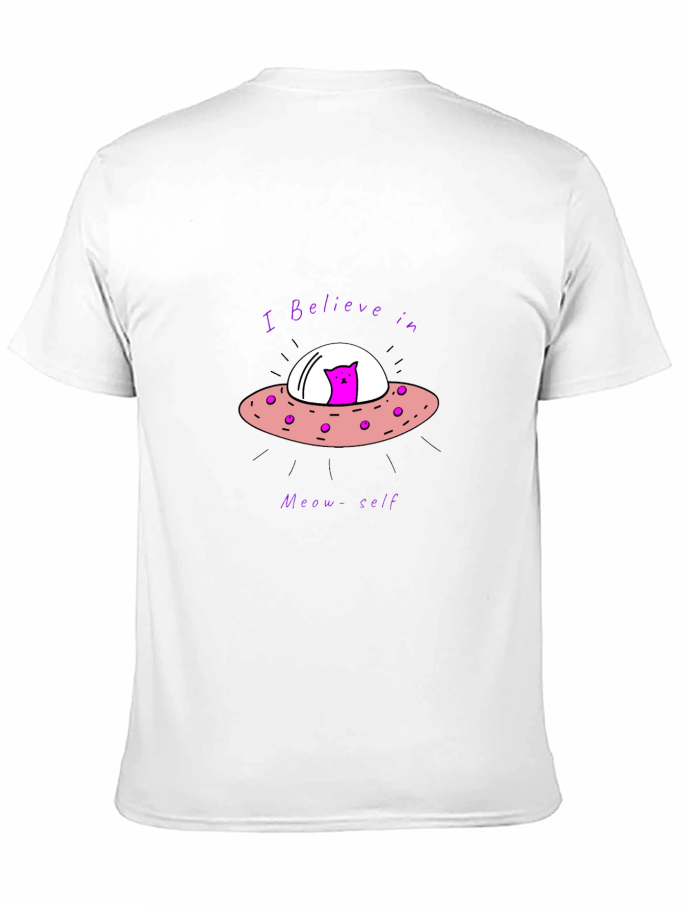 Believe in Meow-self Black T-Shirt - Cat Alien UFO