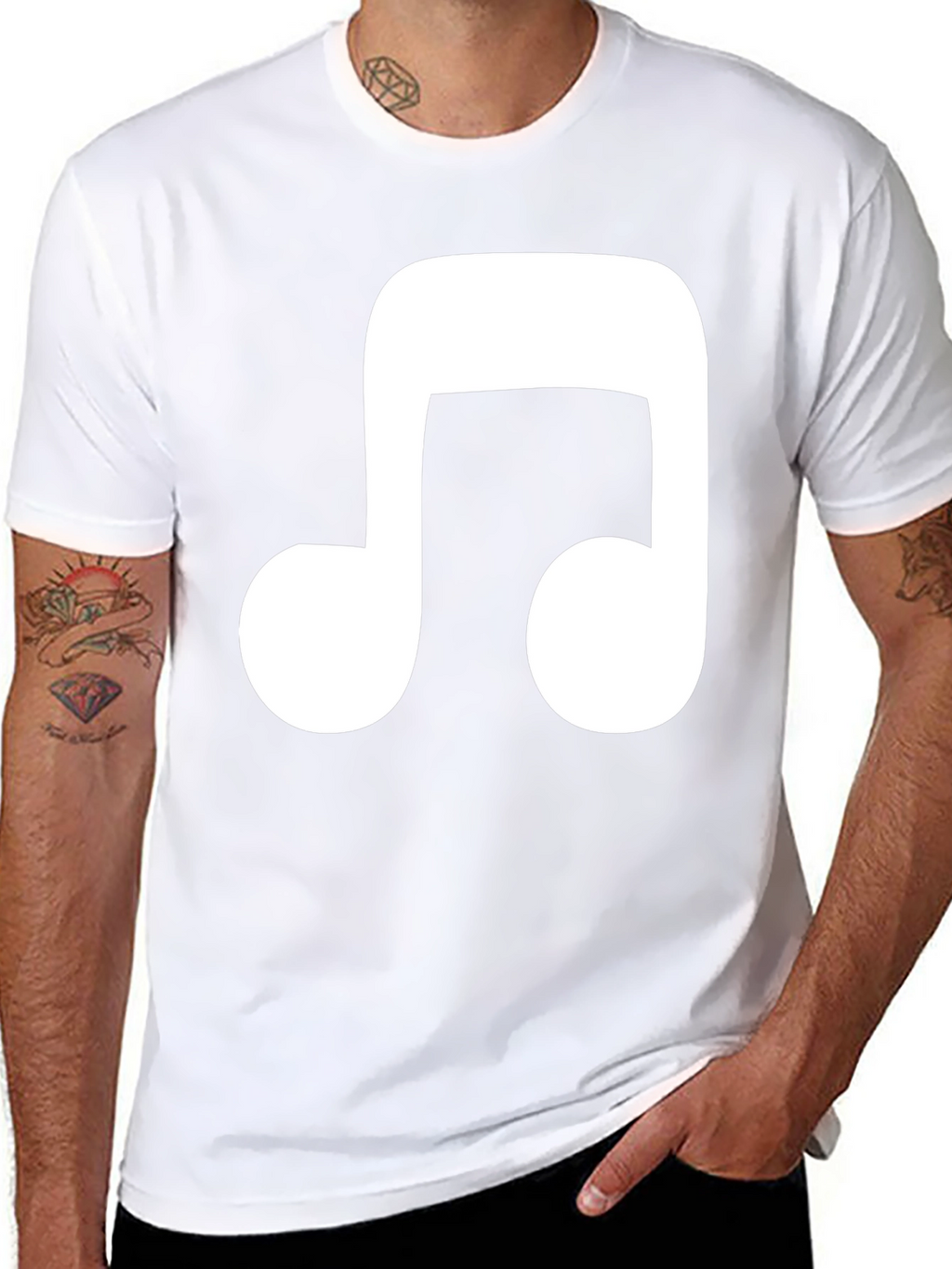 Music Note Graphic Tee - Casual Black T-Shirt
