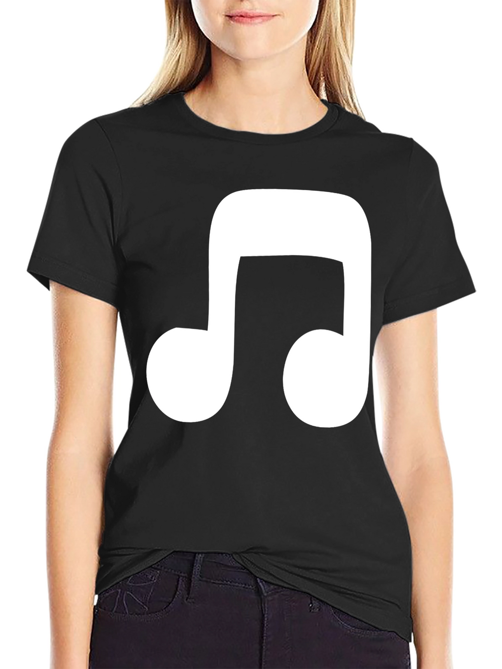 Music Note Graphic Tee - Casual Black T-Shirt