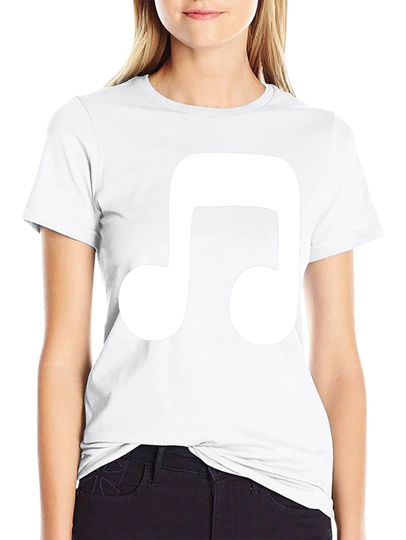 Music Note Graphic Tee - Casual Black T-Shirt