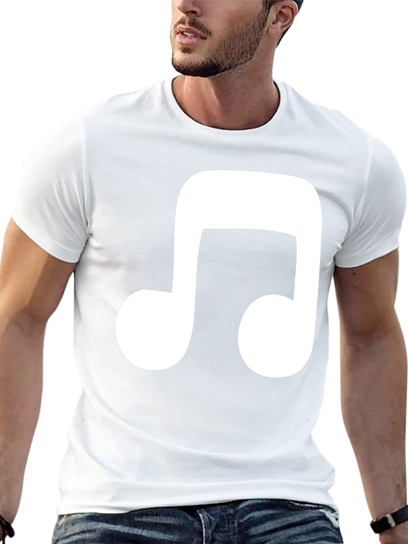 Music Note Graphic Tee - Casual Black T-Shirt