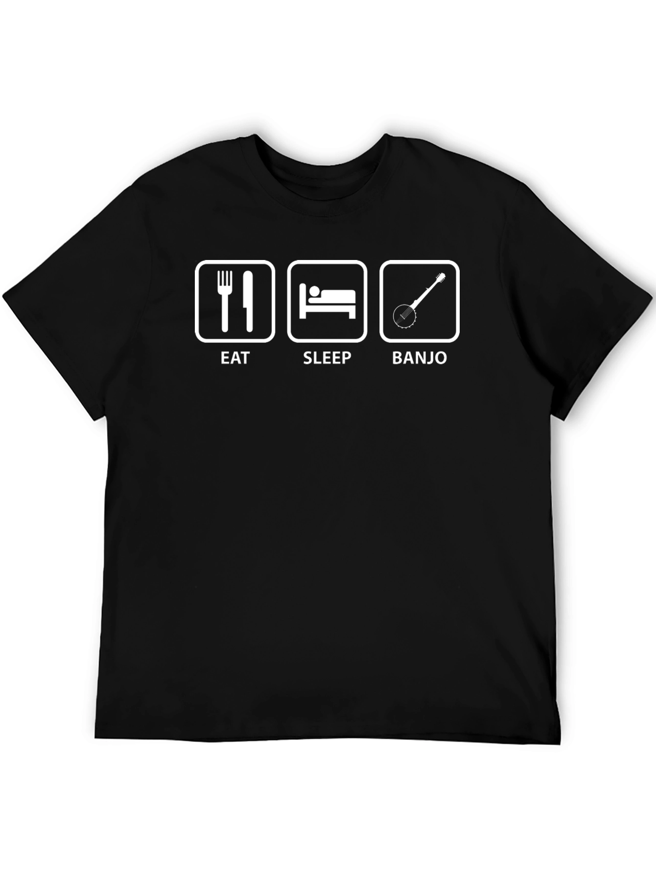 Eat Sleep Banjo Black T-Shirt - Musicians Humor