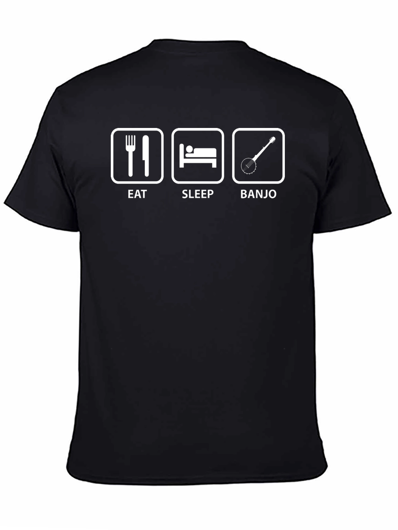 Eat Sleep Banjo Black T-Shirt - Musicians Humor