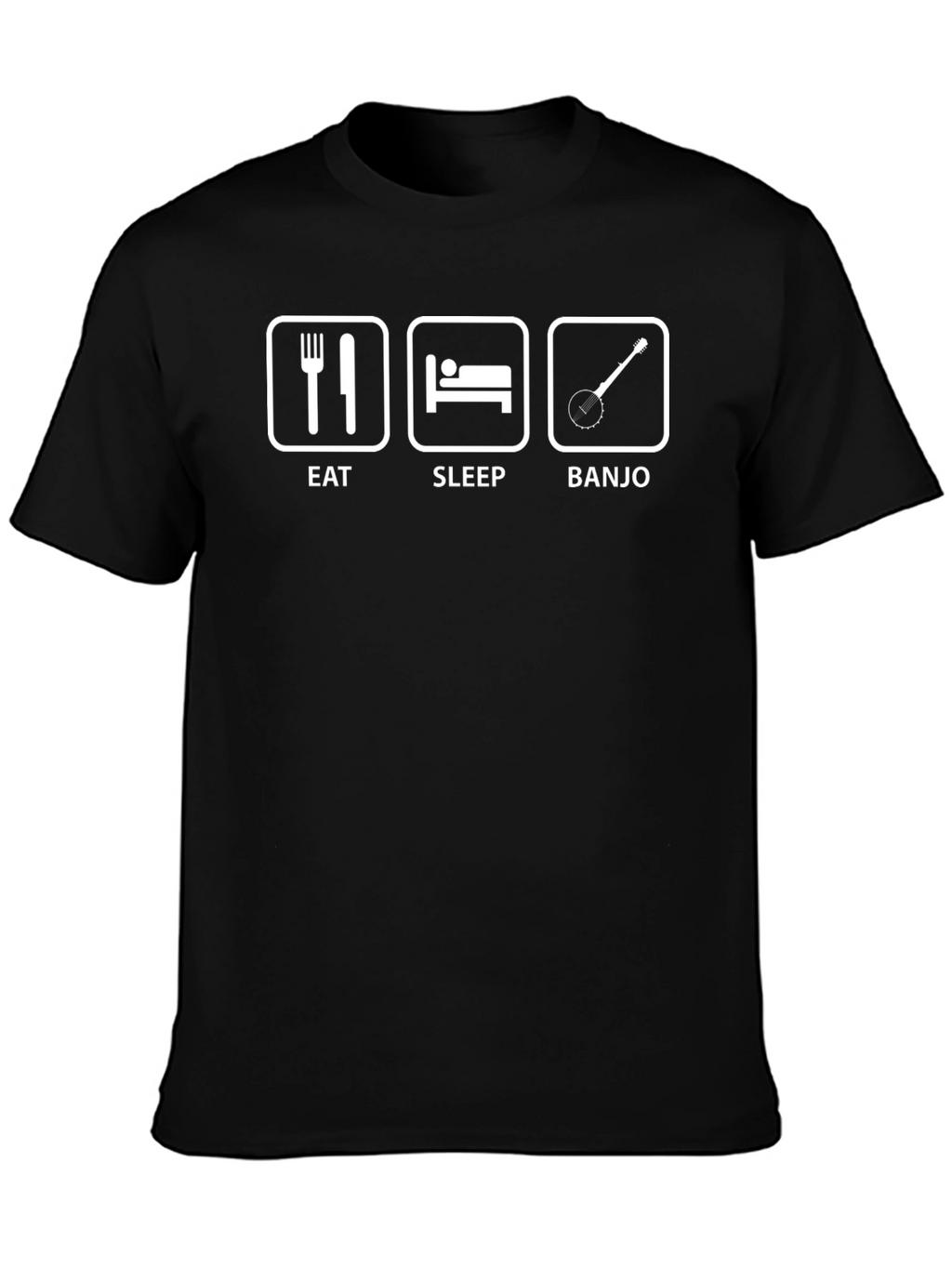 Eat Sleep Banjo Black T-Shirt - Musicians Humor