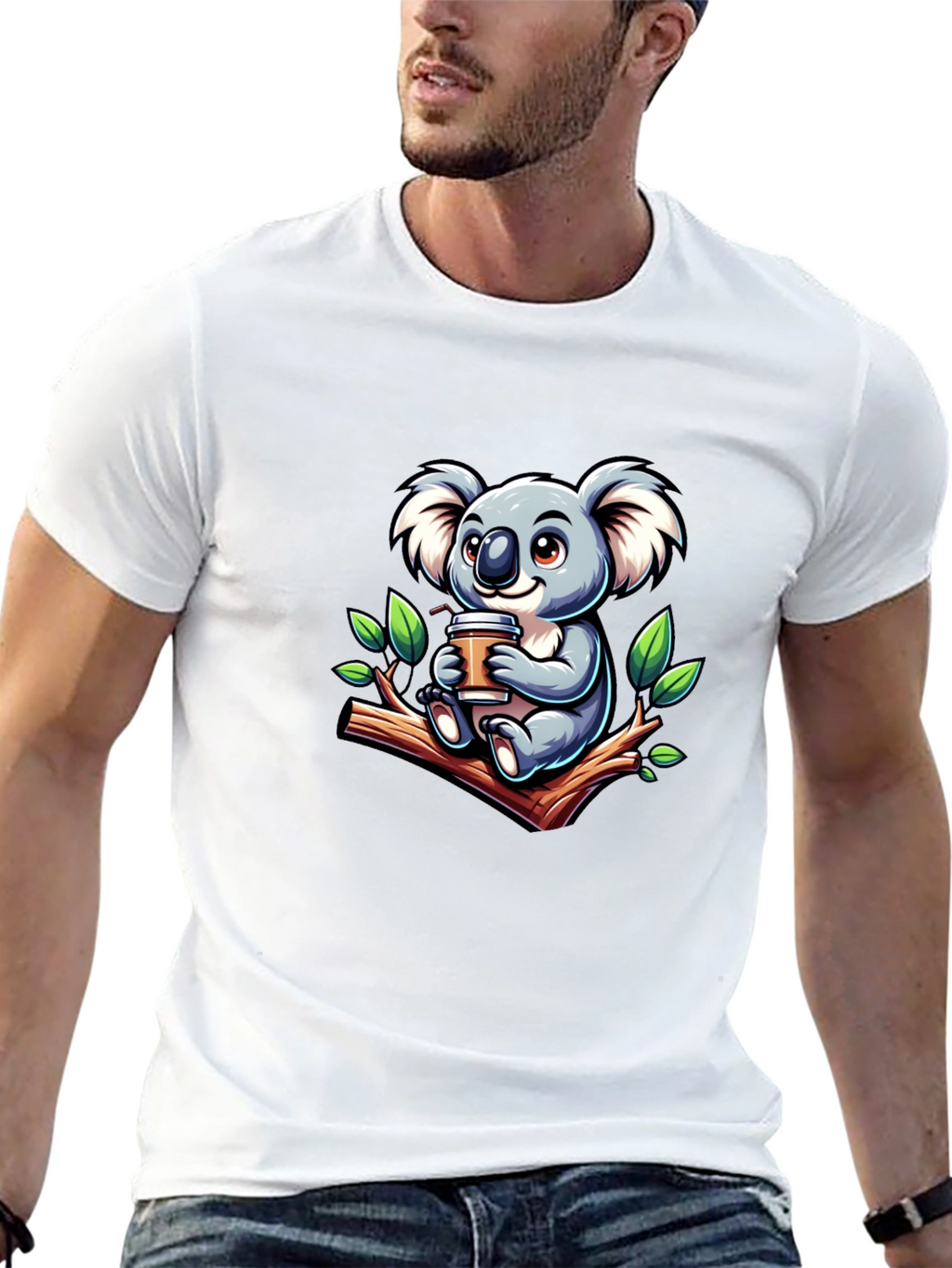 Koala Coffee T-Shirt - Cute Cartoon Design