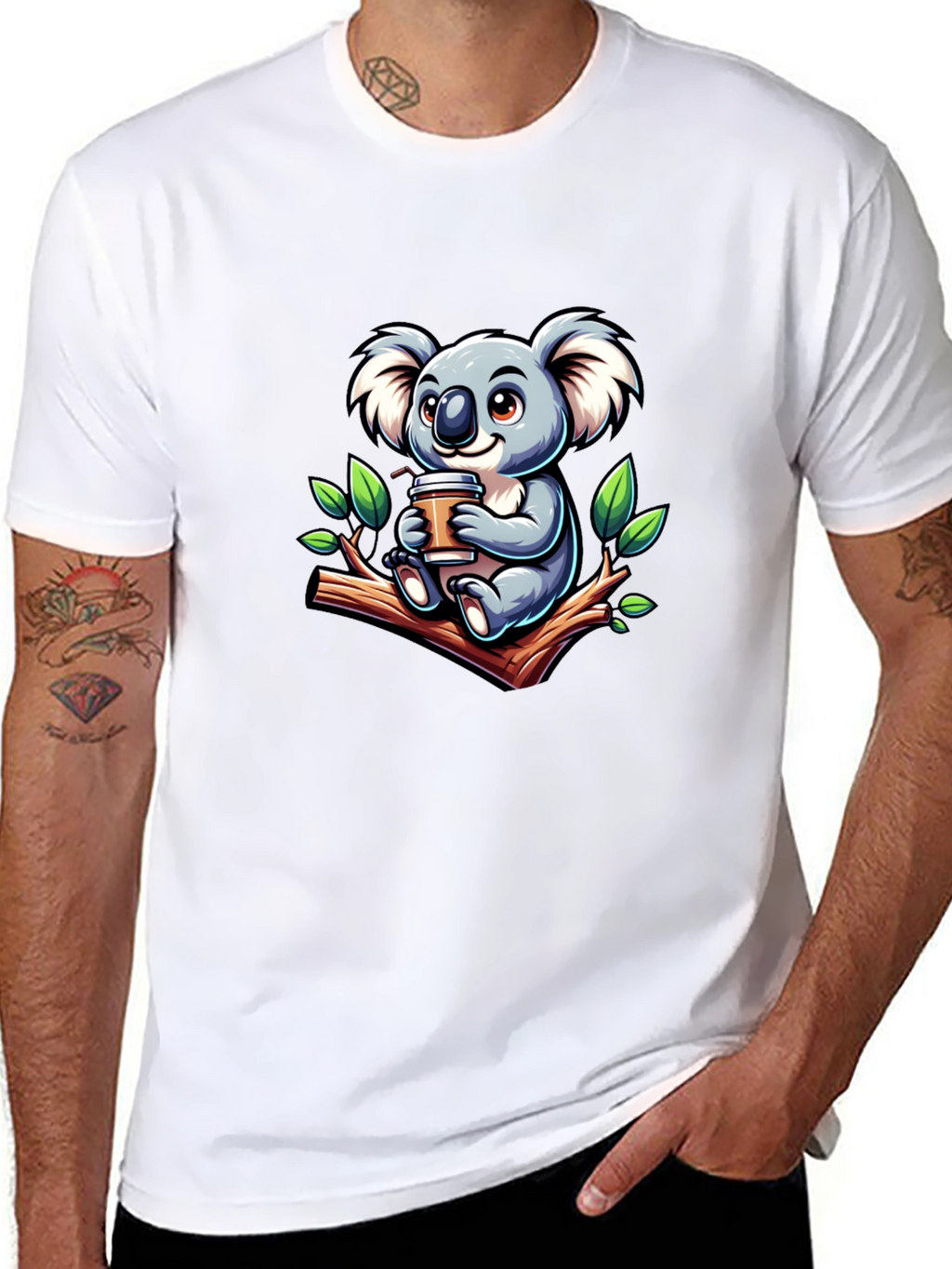 Koala Coffee T-Shirt - Cute Cartoon Design