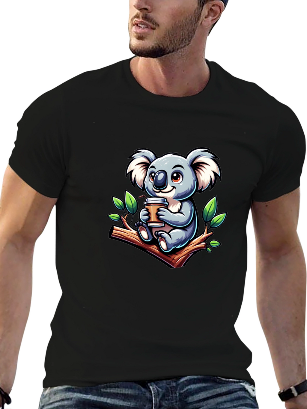 Koala Coffee T-Shirt - Cute Cartoon Design