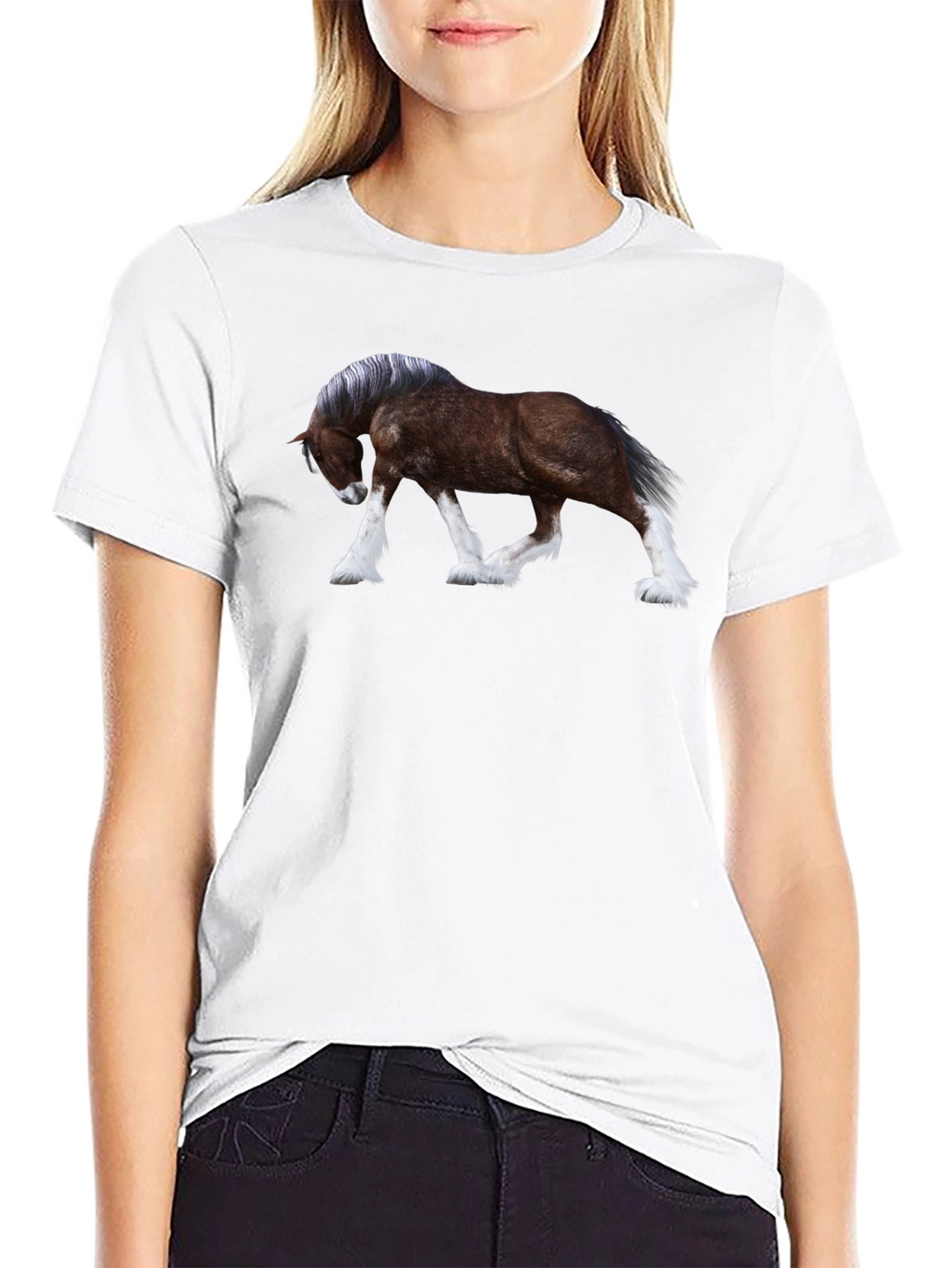 Horse Graphic T-Shirt - Black Cotton Blend