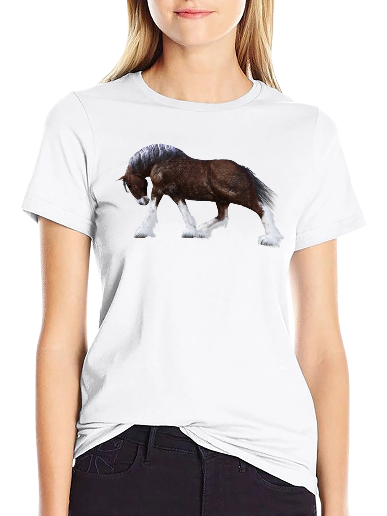 Horse Graphic T-Shirt - Black Cotton Blend