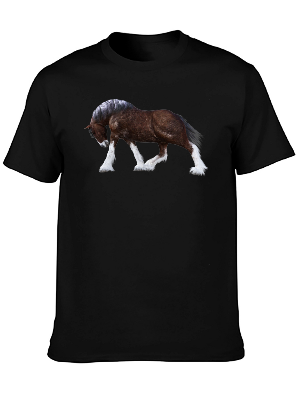 Horse Graphic T-Shirt - Black Cotton Blend
