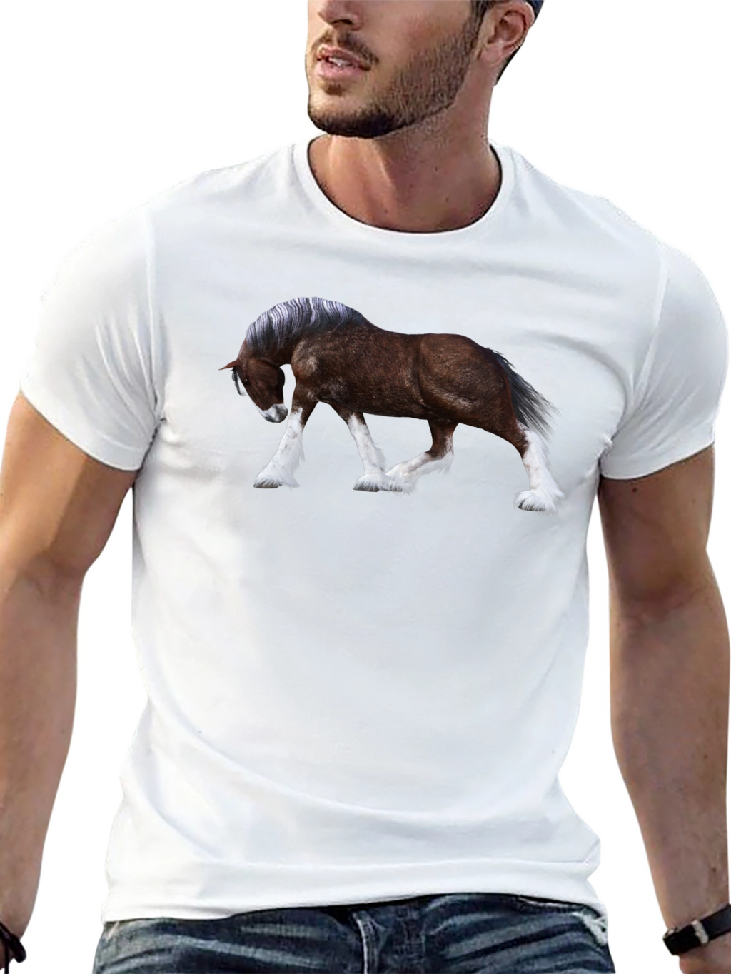 Horse Graphic T-Shirt - Black Cotton Blend