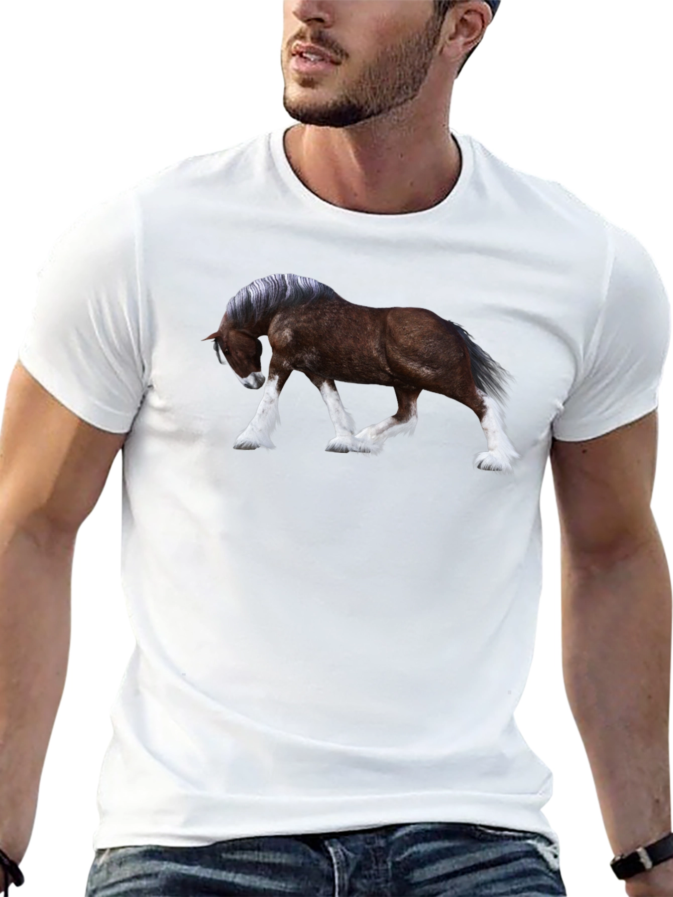 Horse Graphic T-Shirt - Black Cotton Blend
