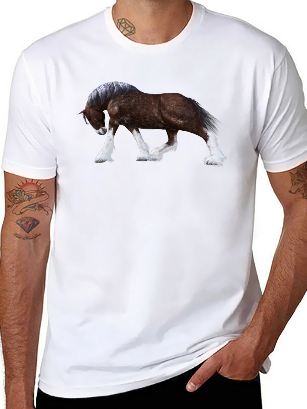 Horse Graphic T-Shirt - Black Cotton Blend