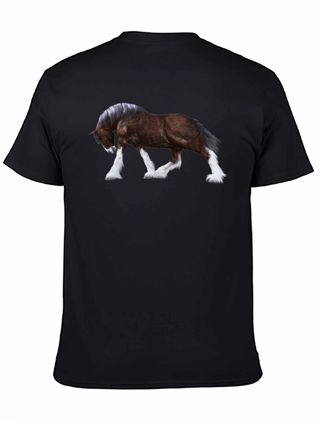 Horse Graphic T-Shirt - Black Cotton Blend