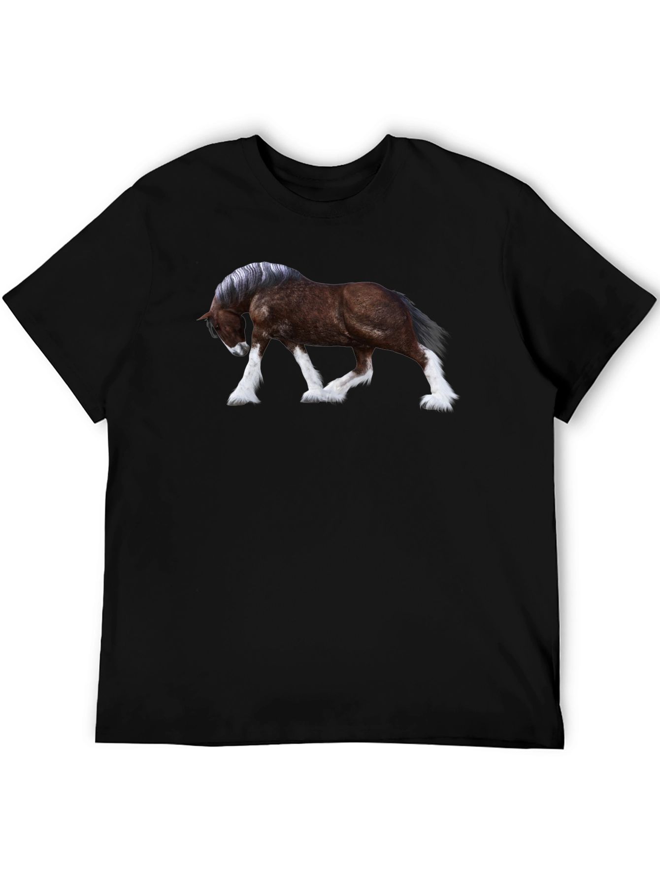 Horse Graphic T-Shirt - Black Cotton Blend