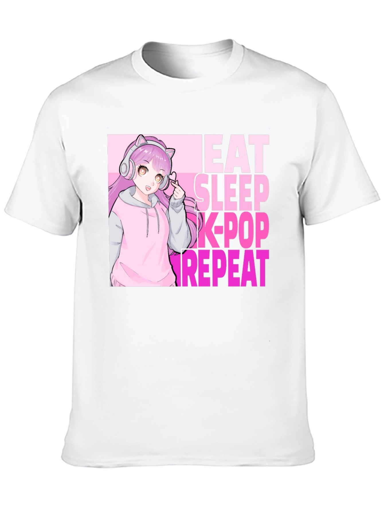 Eat Sleep K-Pop Repeat Anime Graphic Tee