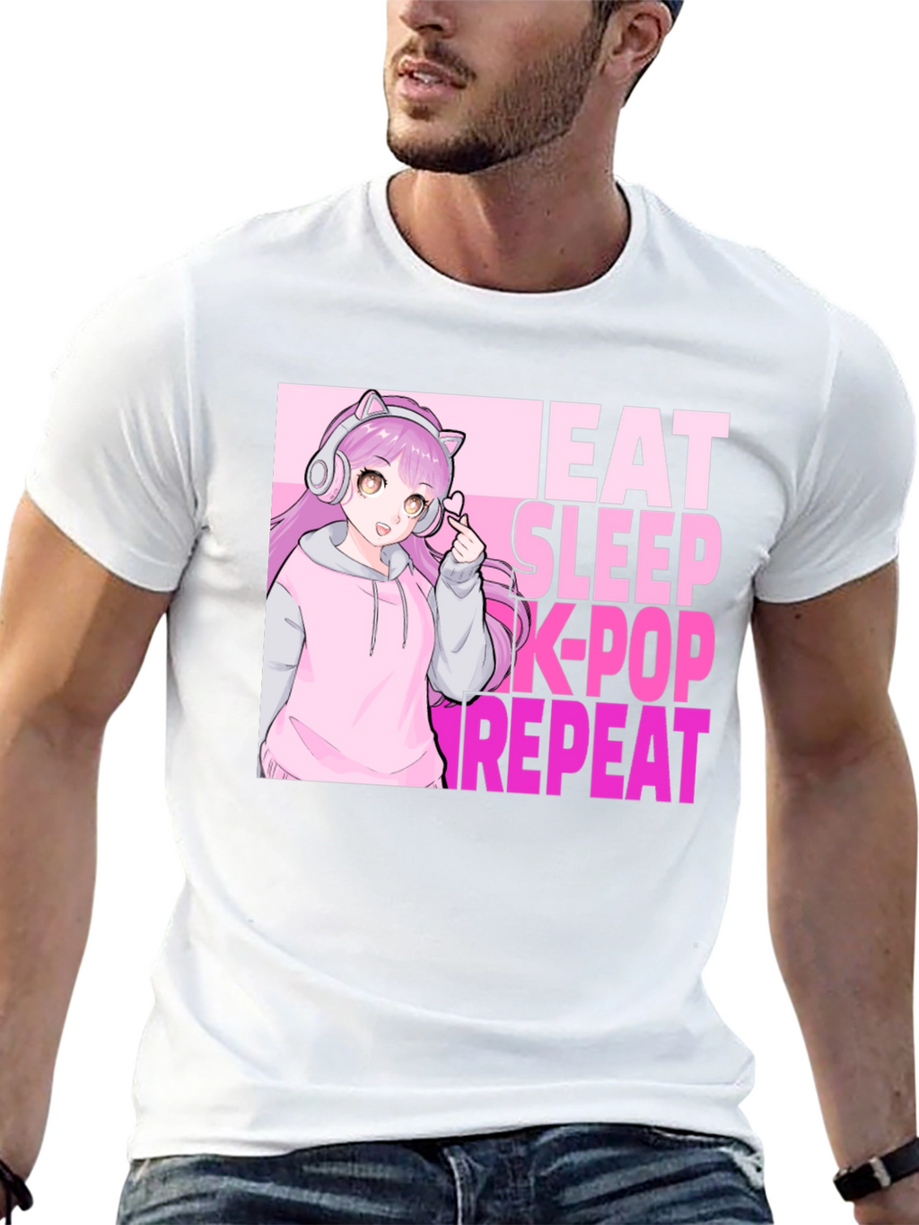 Eat Sleep K-Pop Repeat Anime Graphic Tee