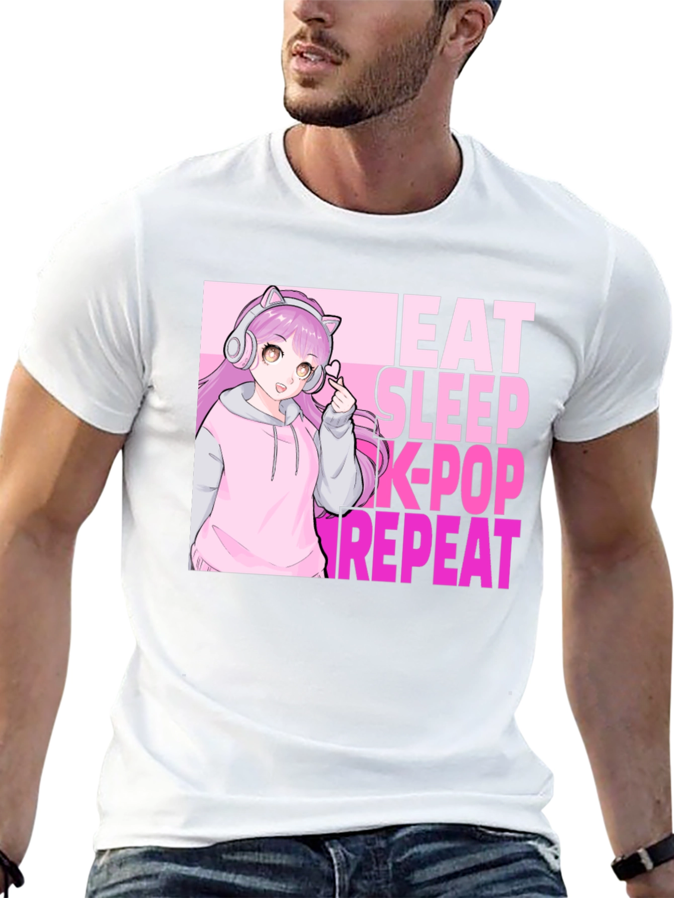 Eat Sleep K-Pop Repeat Anime Graphic Tee