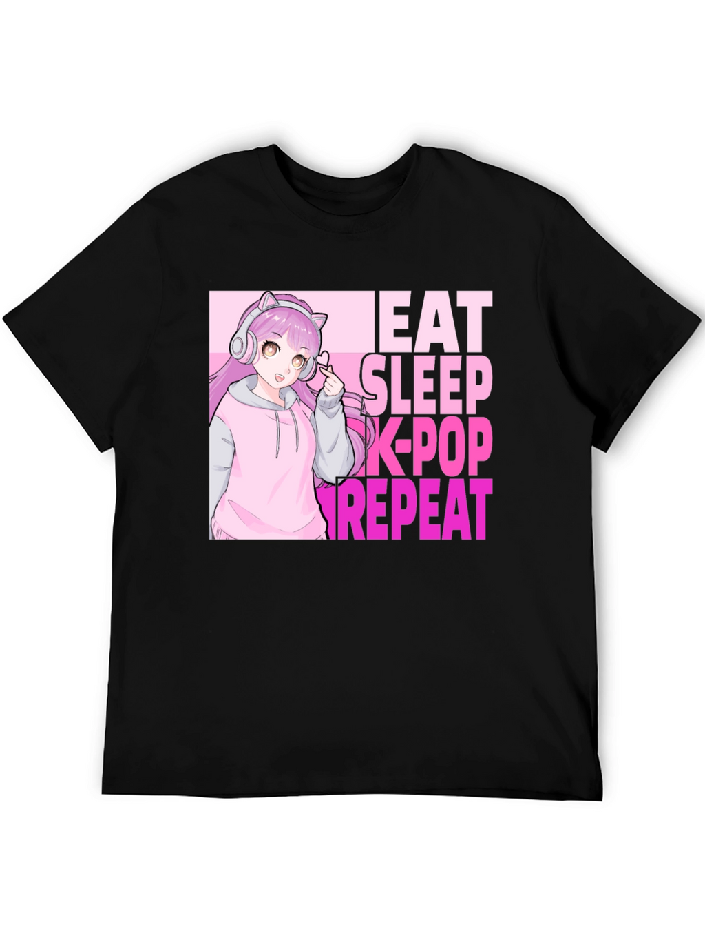 Eat Sleep K-Pop Repeat Anime Graphic Tee