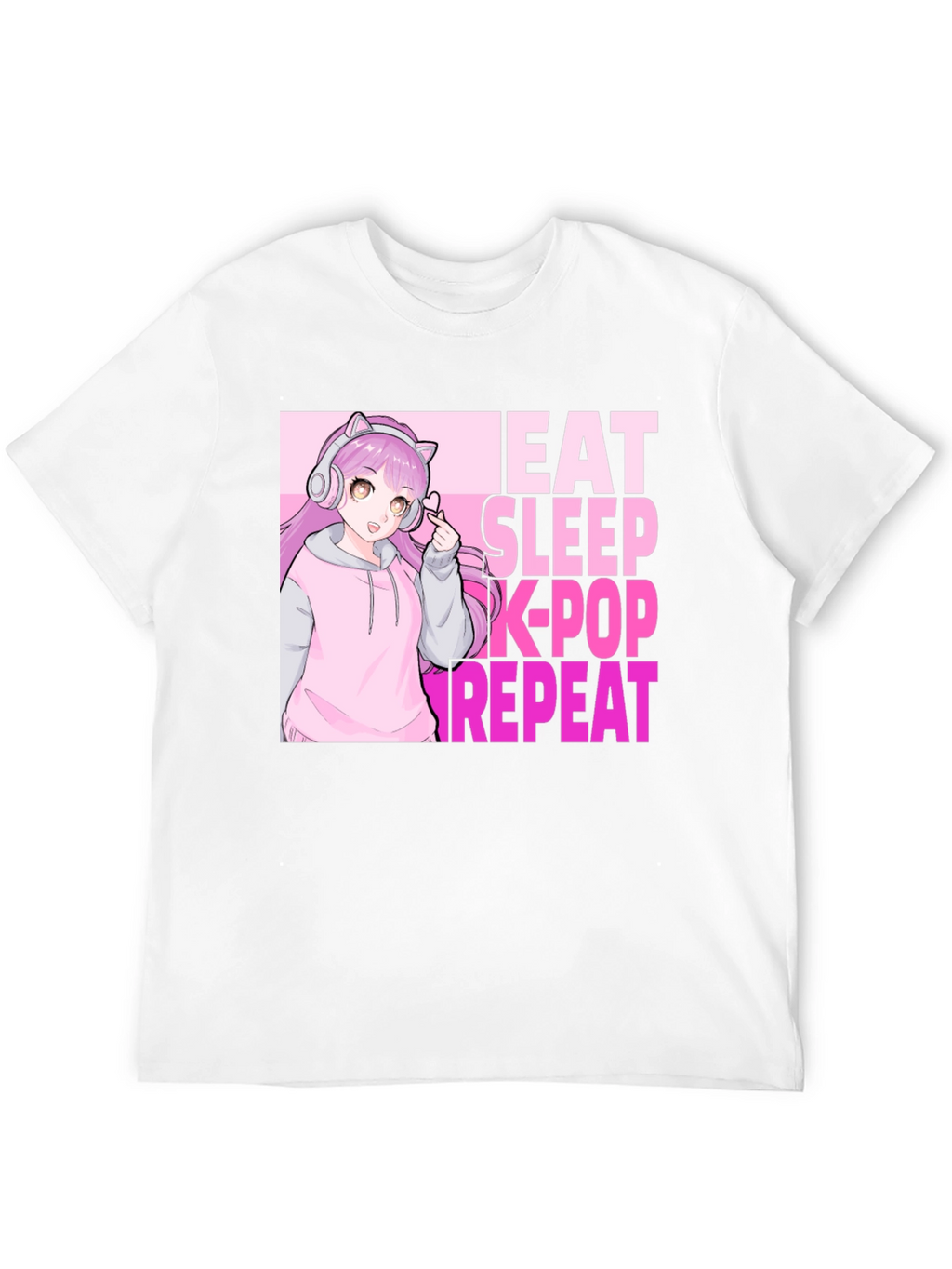 Eat Sleep K-Pop Repeat Anime Graphic Tee