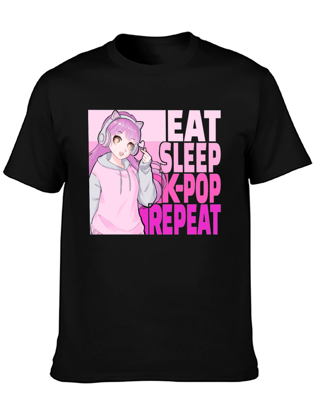 Eat Sleep K-Pop Repeat Anime Graphic Tee