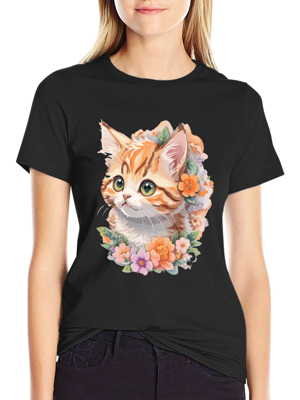 Floral Kitten T-Shirt - Unique Cat Lover Gift
