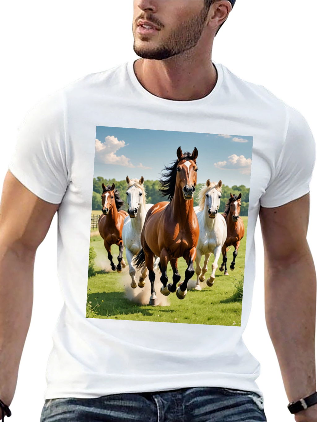 Horse Lover Tee: Galloping Horses Black T-Shirt