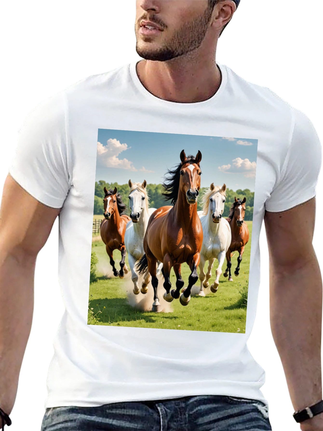Horse Lover Tee: Galloping Horses Black T-Shirt