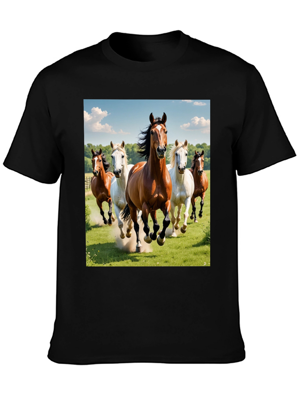 Horse Lover Tee: Galloping Horses Black T-Shirt
