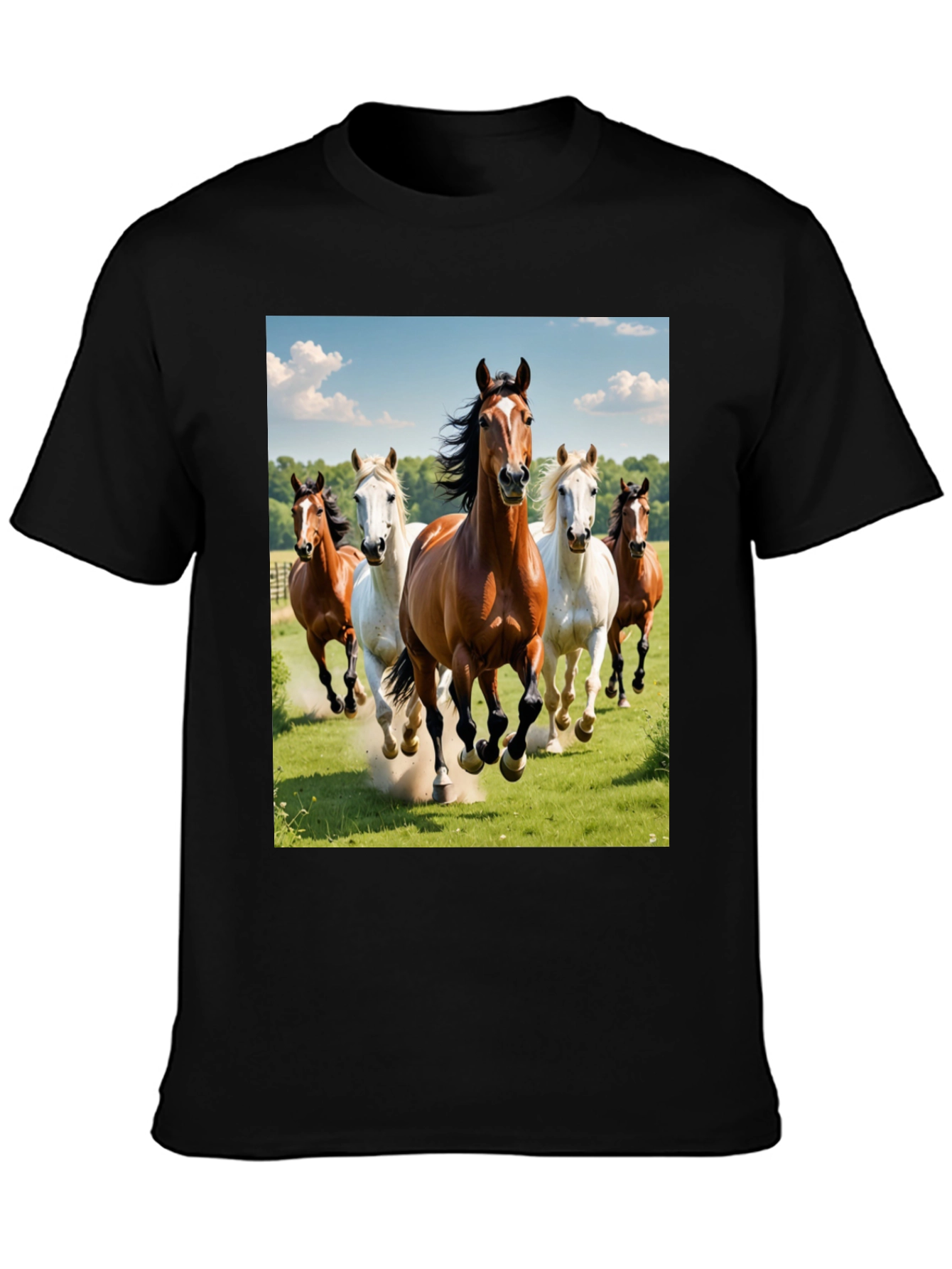Horse Lover Tee: Galloping Horses Black T-Shirt