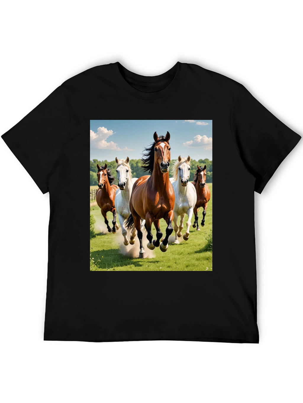 Horse Lover Tee: Galloping Horses Black T-Shirt