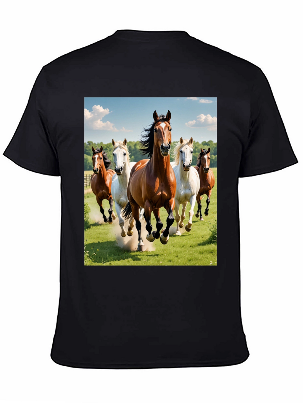 Horse Lover Tee: Galloping Horses Black T-Shirt