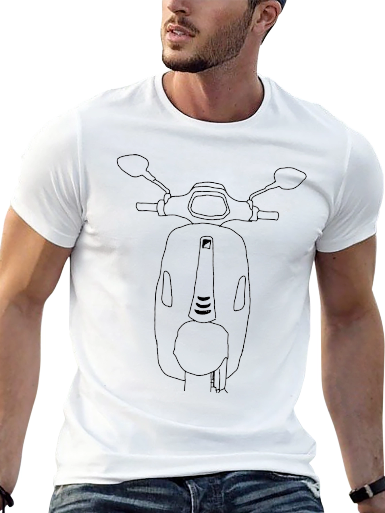 Black Vespa Scooter Outline Graphic T-Shirt