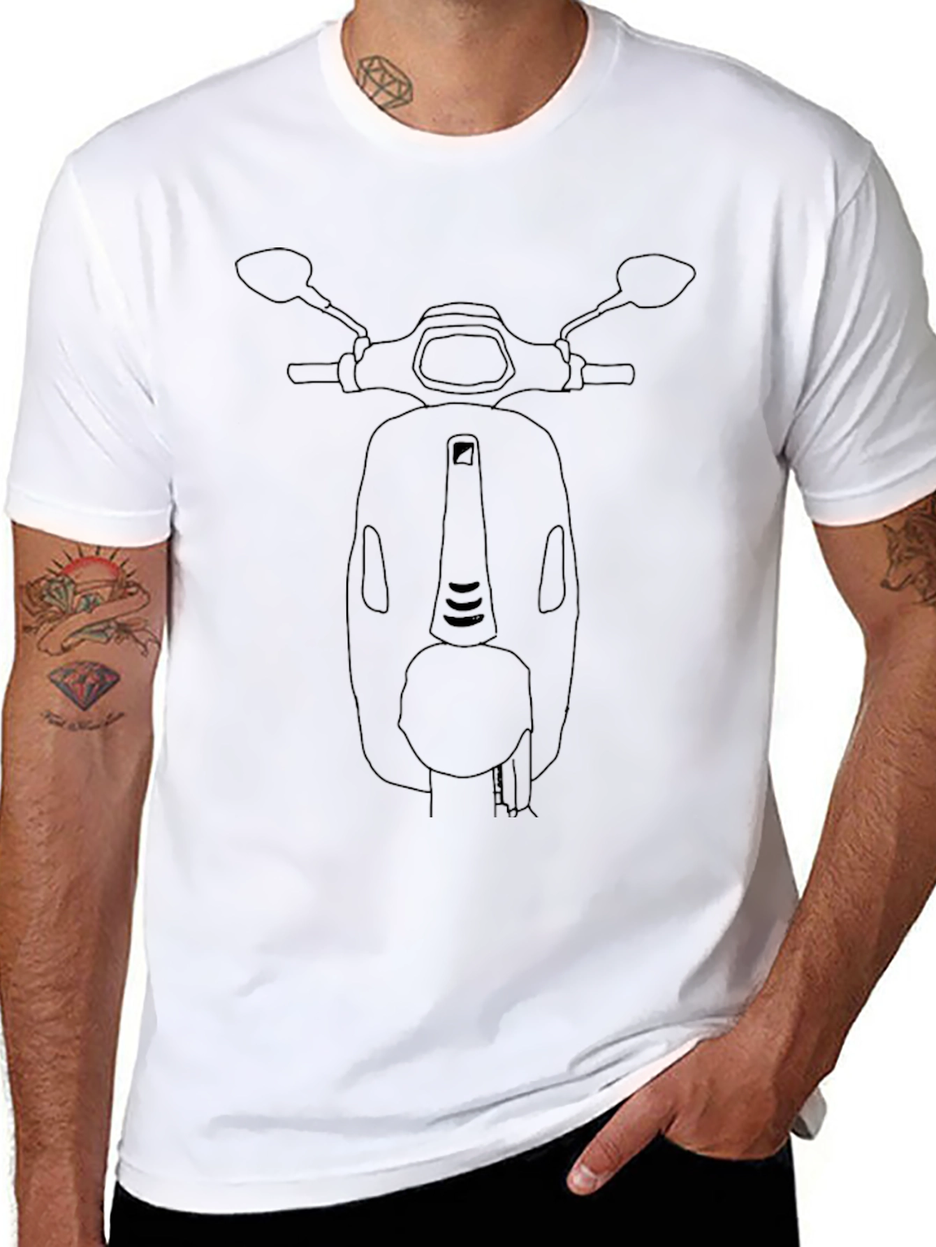Black Vespa Scooter Outline Graphic T-Shirt
