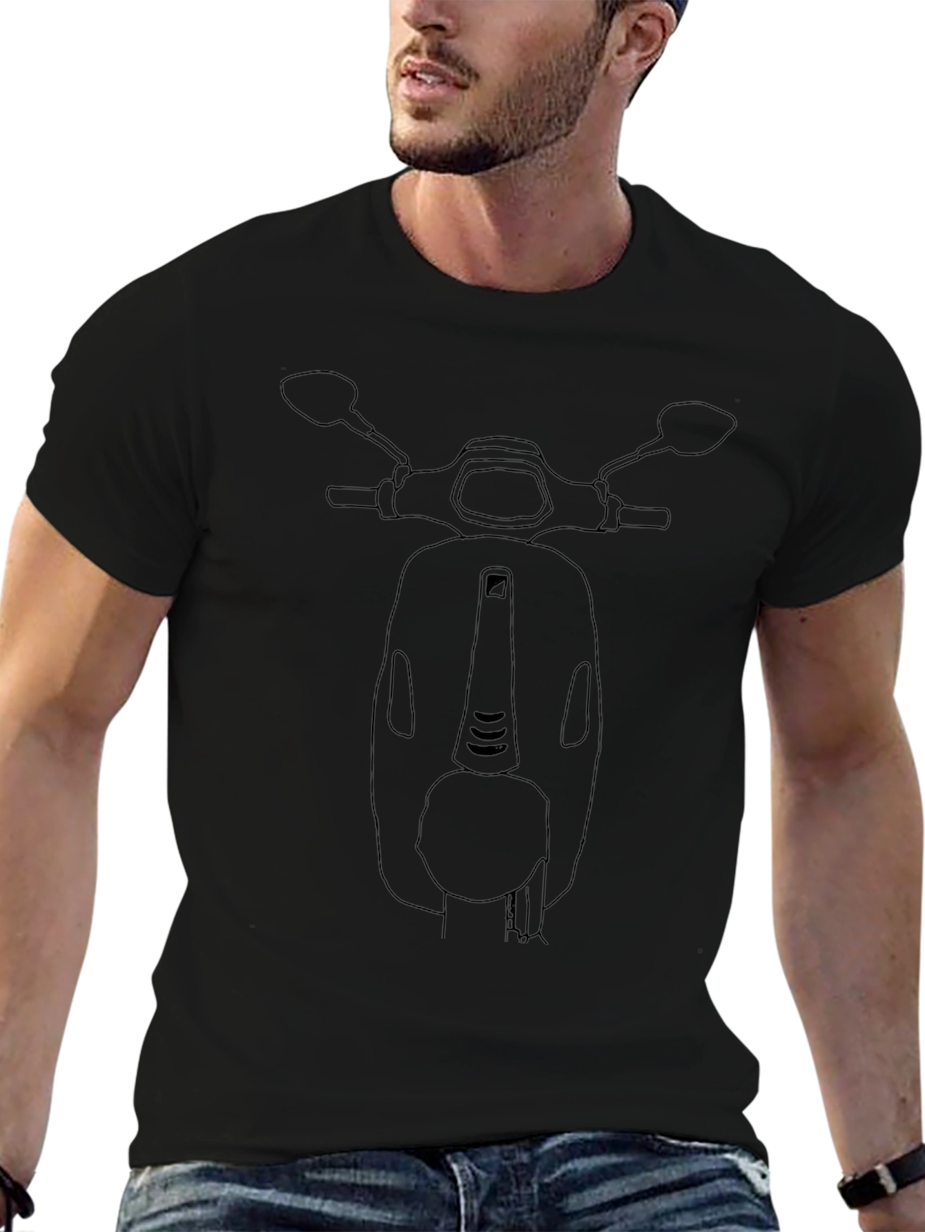 Black Vespa Scooter Outline Graphic T-Shirt
