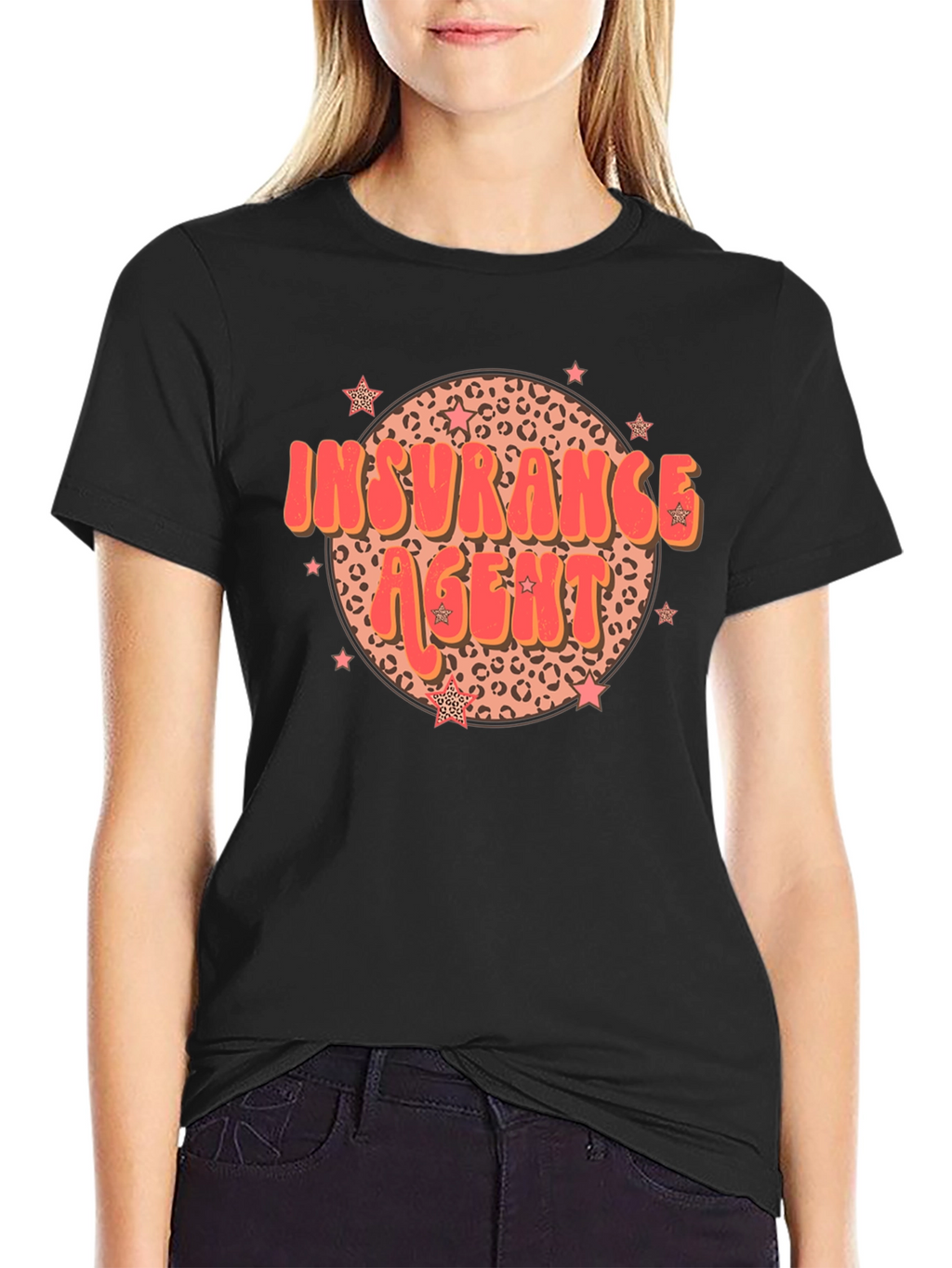 Insurance Agent T-Shirt Retro Leopard Print Star Design