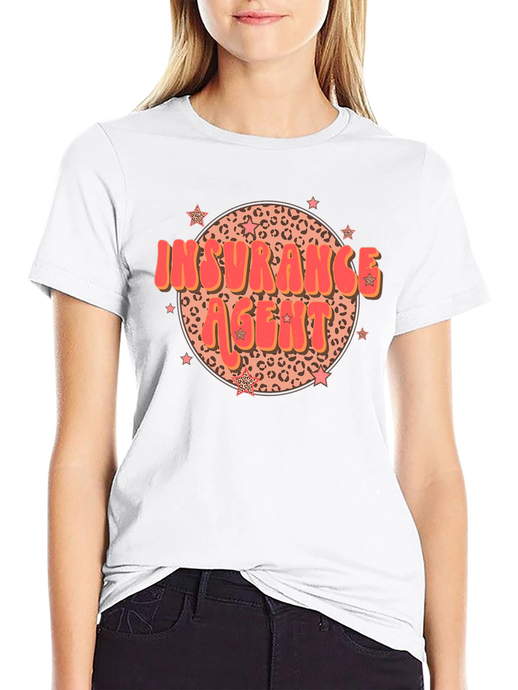 Insurance Agent T-Shirt Retro Leopard Print Star Design