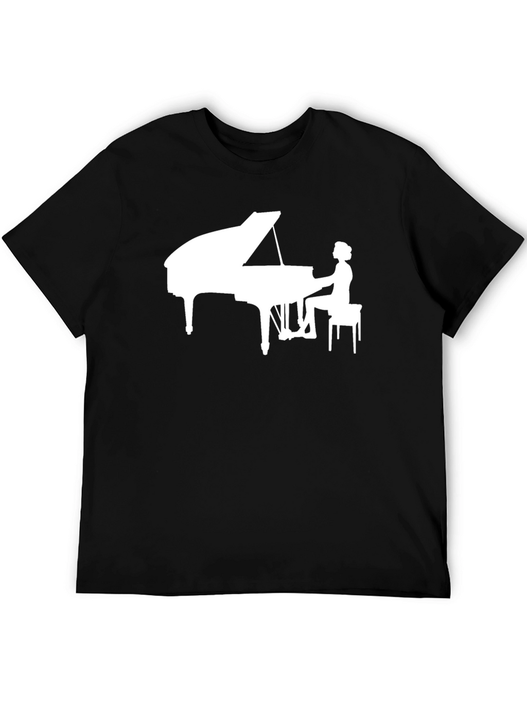 Piano Player Graphic Tee - Black Cotton T-Shirt