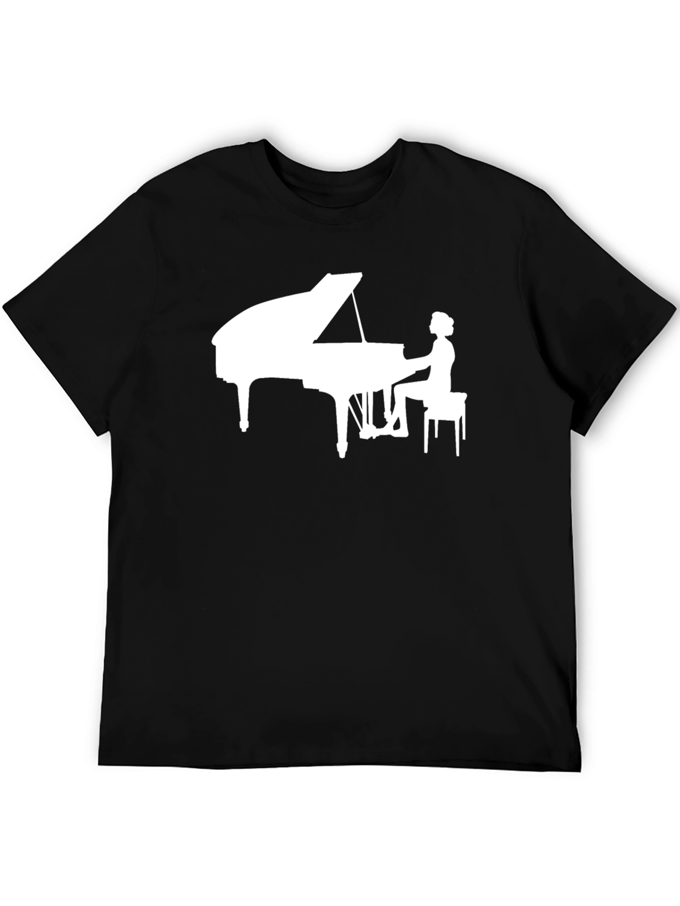 Piano Player Graphic Tee - Black Cotton T-Shirt