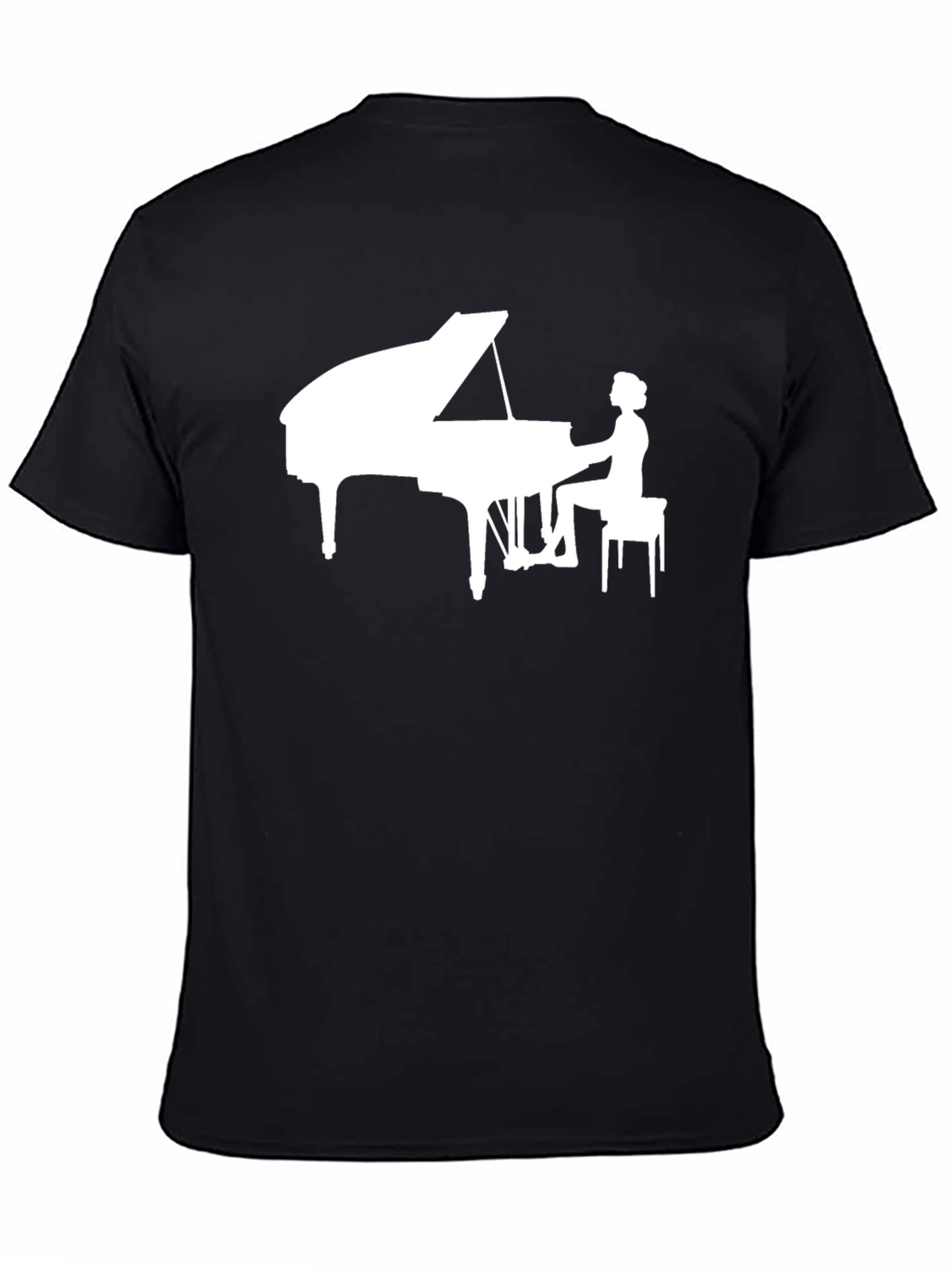 Piano Player Graphic Tee - Black Cotton T-Shirt